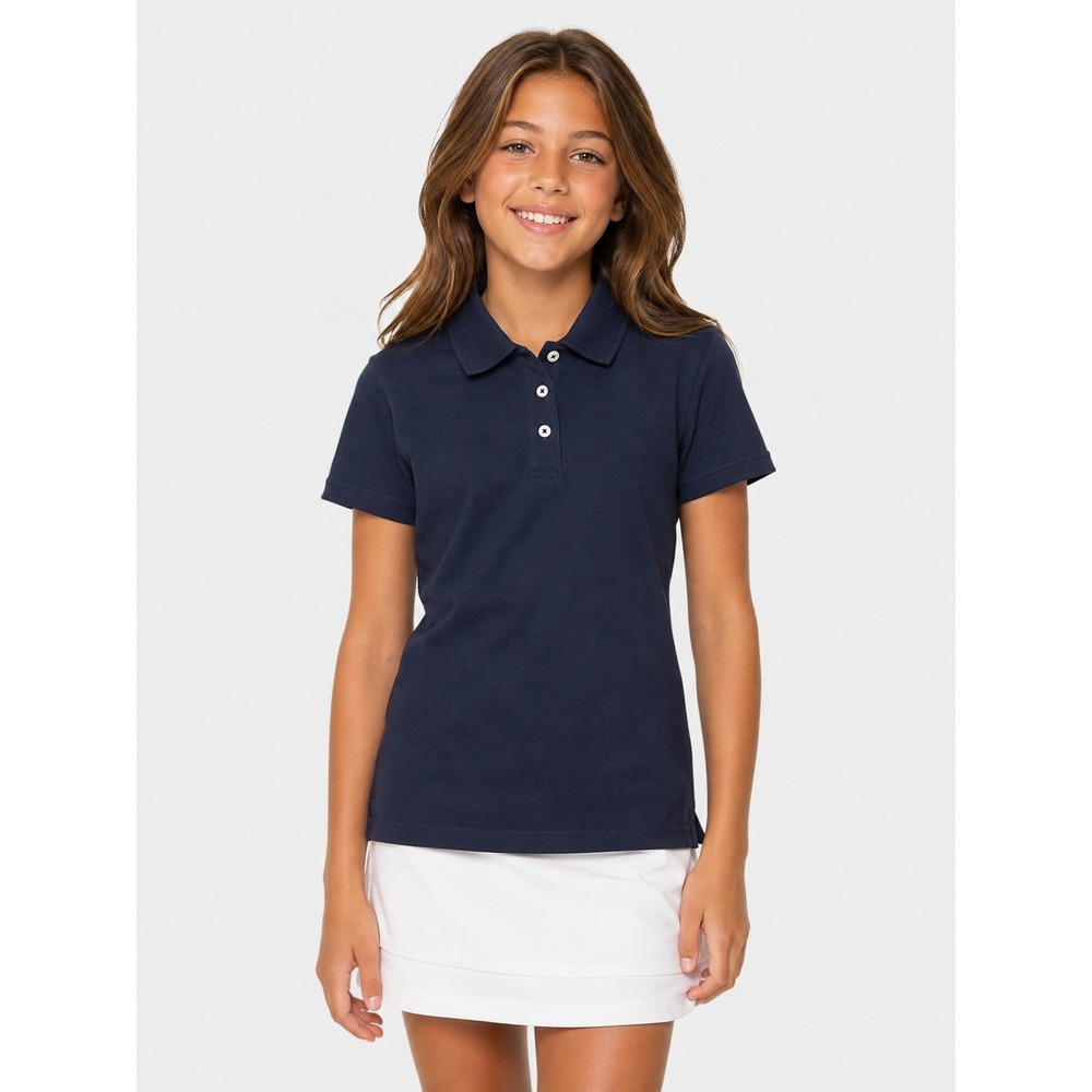 Cherokee Girls Navy Blue Short Sleeve School Uniform Polo Shirt Size L 10/12 NWT